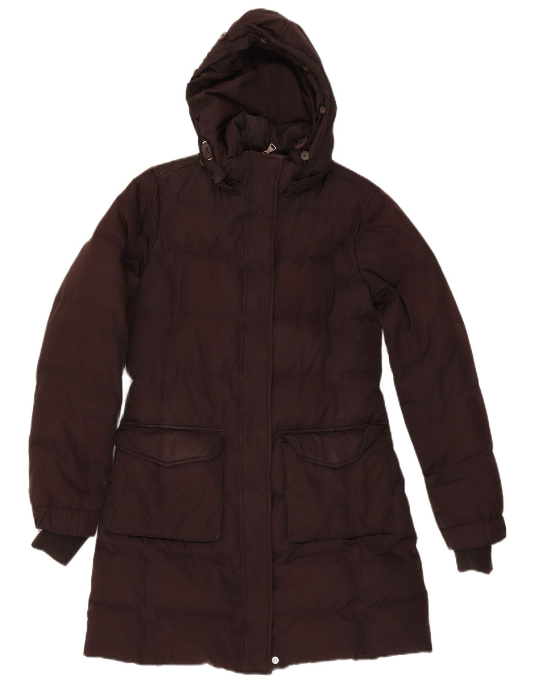 Tommy Hilfiger Wattierter Damenmantel mit Kapuze, UK 14, Mittelbraun, Polyester