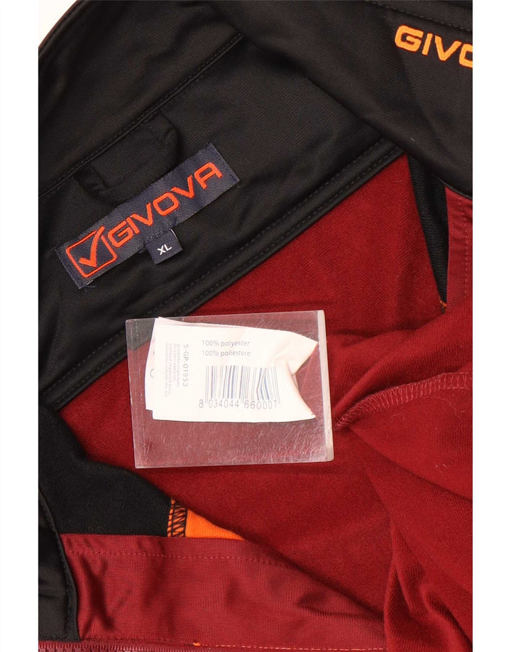 Givova Grafischer Herren-Trainingsanzug, Oberteil, Jacke, XL, Burgunderrot, Farbblock-Polyester