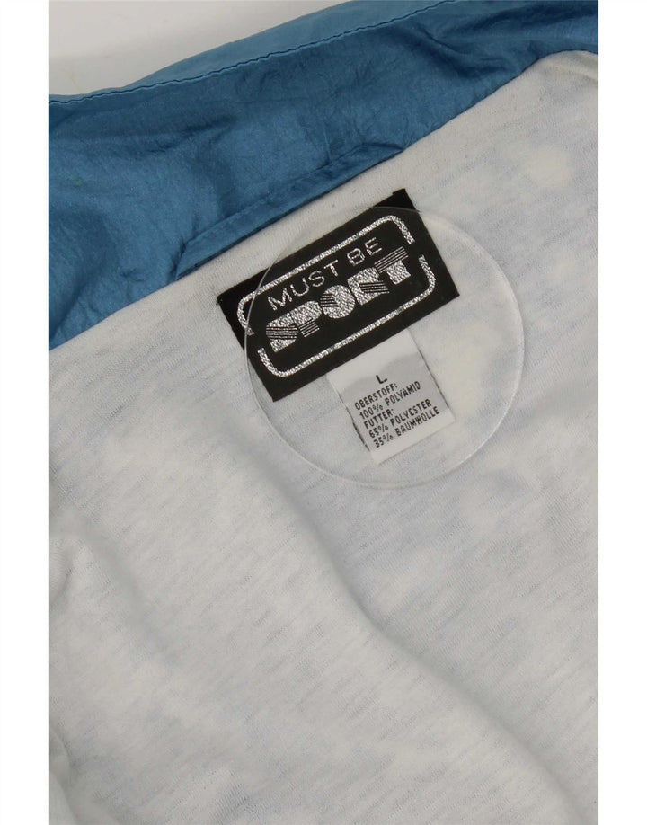 Vintage Herren-Trainingsanzug, groß, blau, geometrisch, Nylon