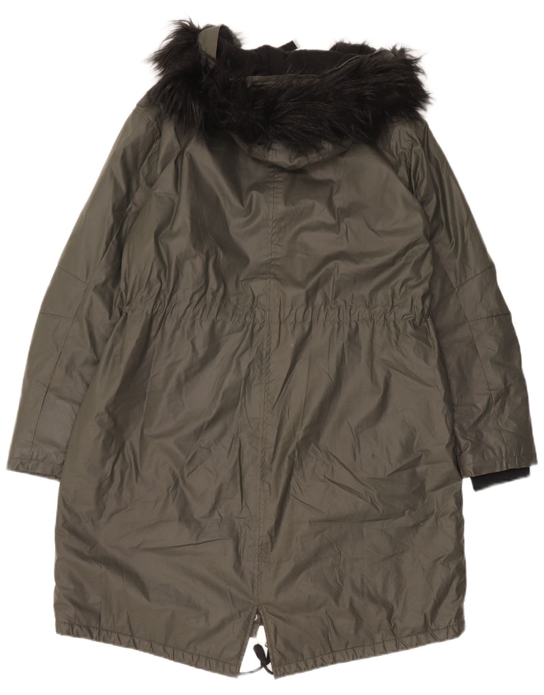 Marks & Spencer Damen Parka mit Kapuze, UK 14, Größe L, Grün, Baumwolle