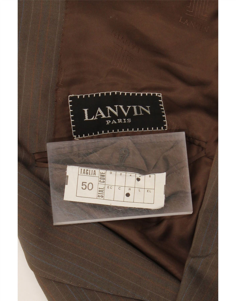 LANVIN Mens Double Breasted Blazer Jacket EU 50 Large Brown Pinstripe Wool Vintage Lanvin and Second-Hand Lanvin from Messina Hembry 