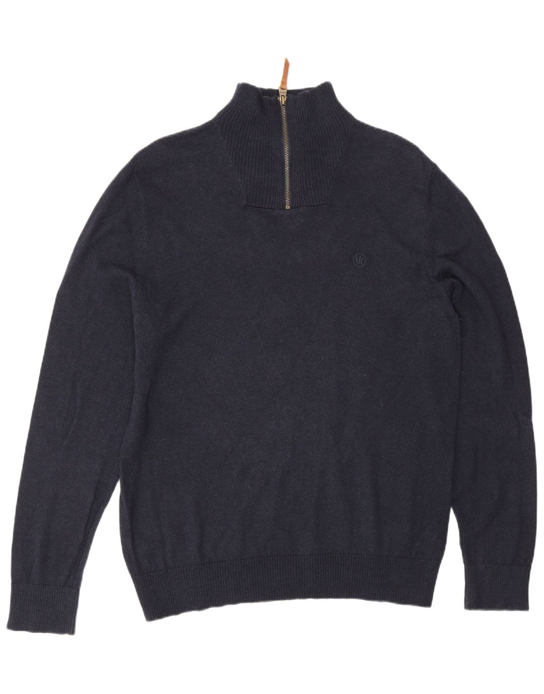 Fat Face Herren-Pullover mit Reißverschluss am Hals, groß, marineblaue Baumwolle