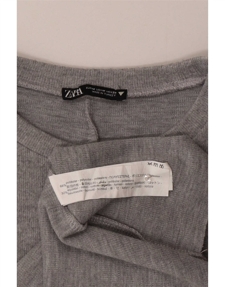 Zara Damen Weste Top UK 14 Mittelgraues Polyester