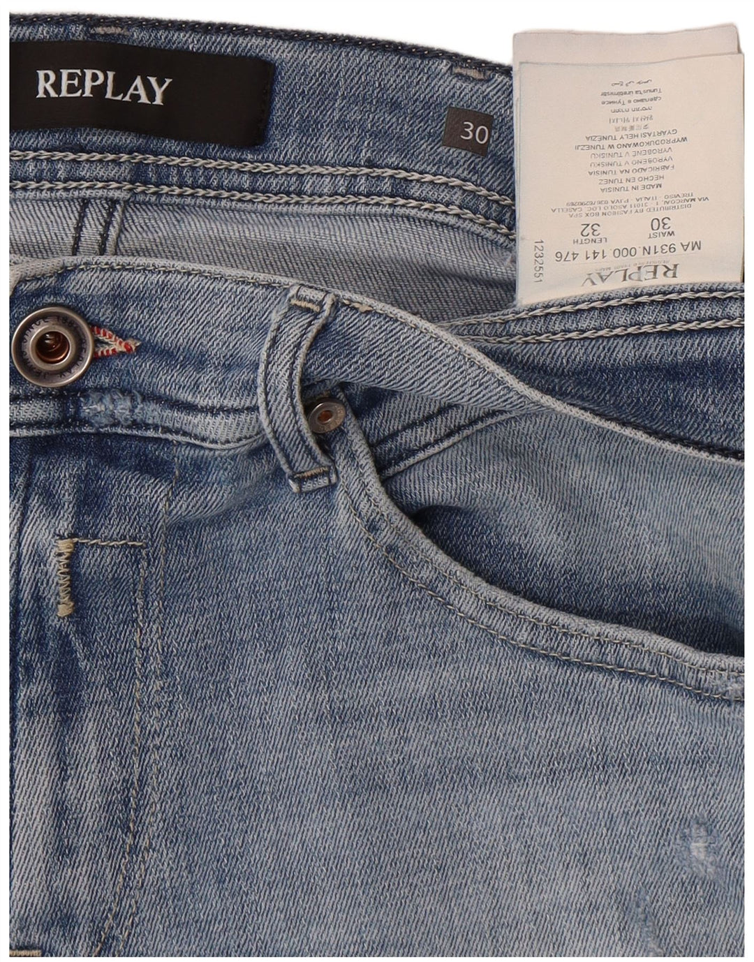 Replay Damen Jeans im Distressed-Look, W30, L24, Blau, Baumwolle