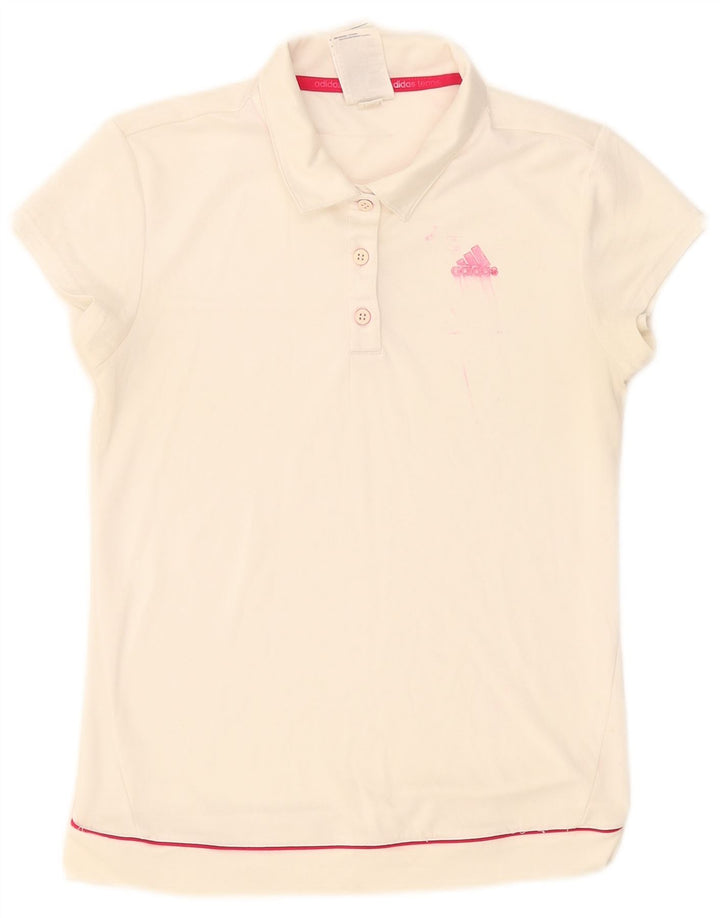 Adidas Damen Climalite Poloshirt UK 8/10 Small Weiß Polyester