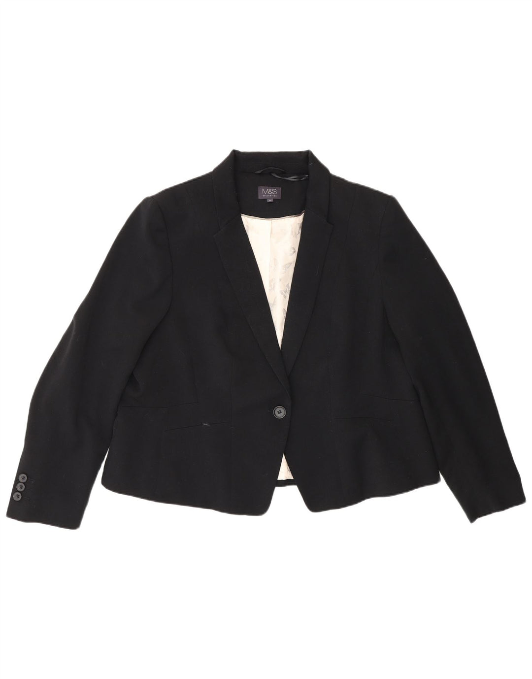 Marks & Spencer Damen 1-Knopf-Blazerjacke UK 20 2XL Schwarz Polyester