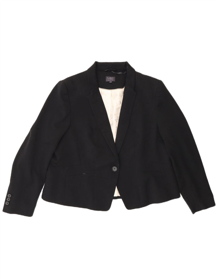 Marks & Spencer Damen 1-Knopf-Blazerjacke UK 20 2XL Schwarz Polyester