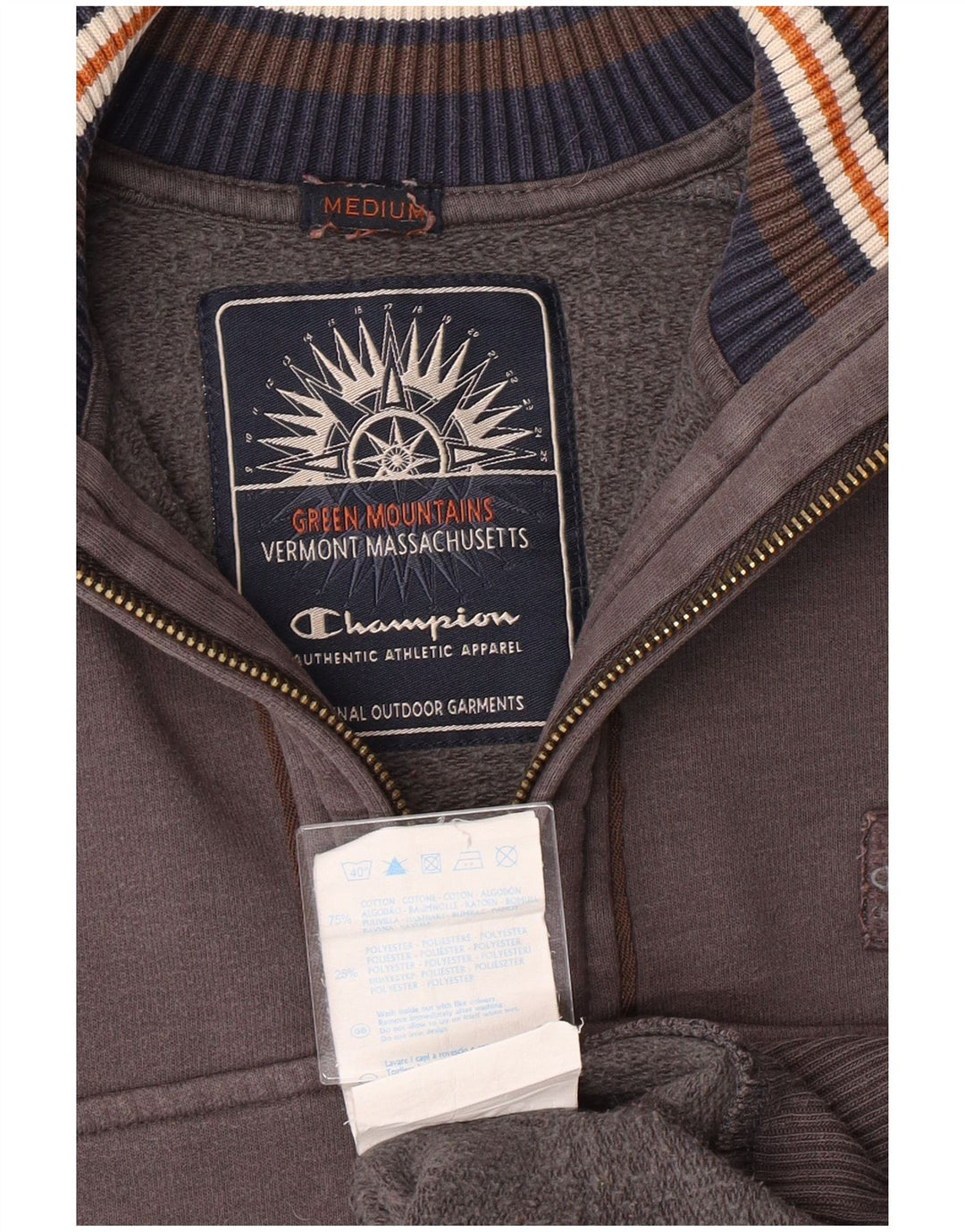 Champion Herren-Sweatshirt mit Reißverschluss am Hals, mittelgraue Baumwolle