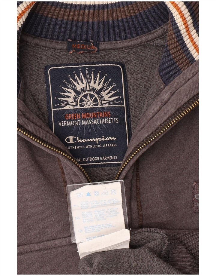 Champion Herren-Sweatshirt mit Reißverschluss am Hals, mittelgraue Baumwolle