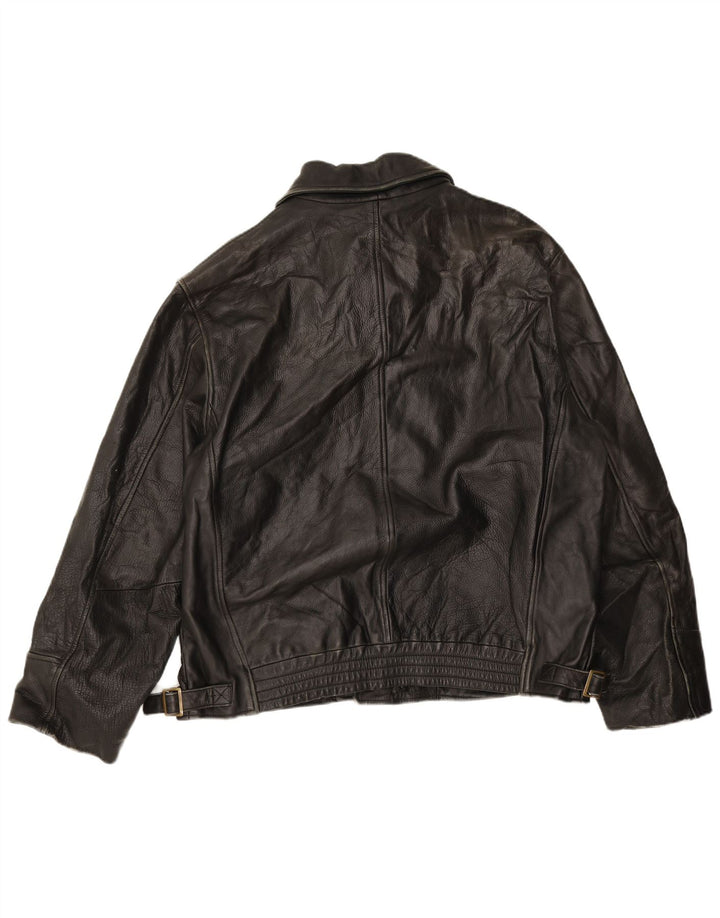 Vintage Herren Lederjacke IT 56 3XL Schwarzes Leder
