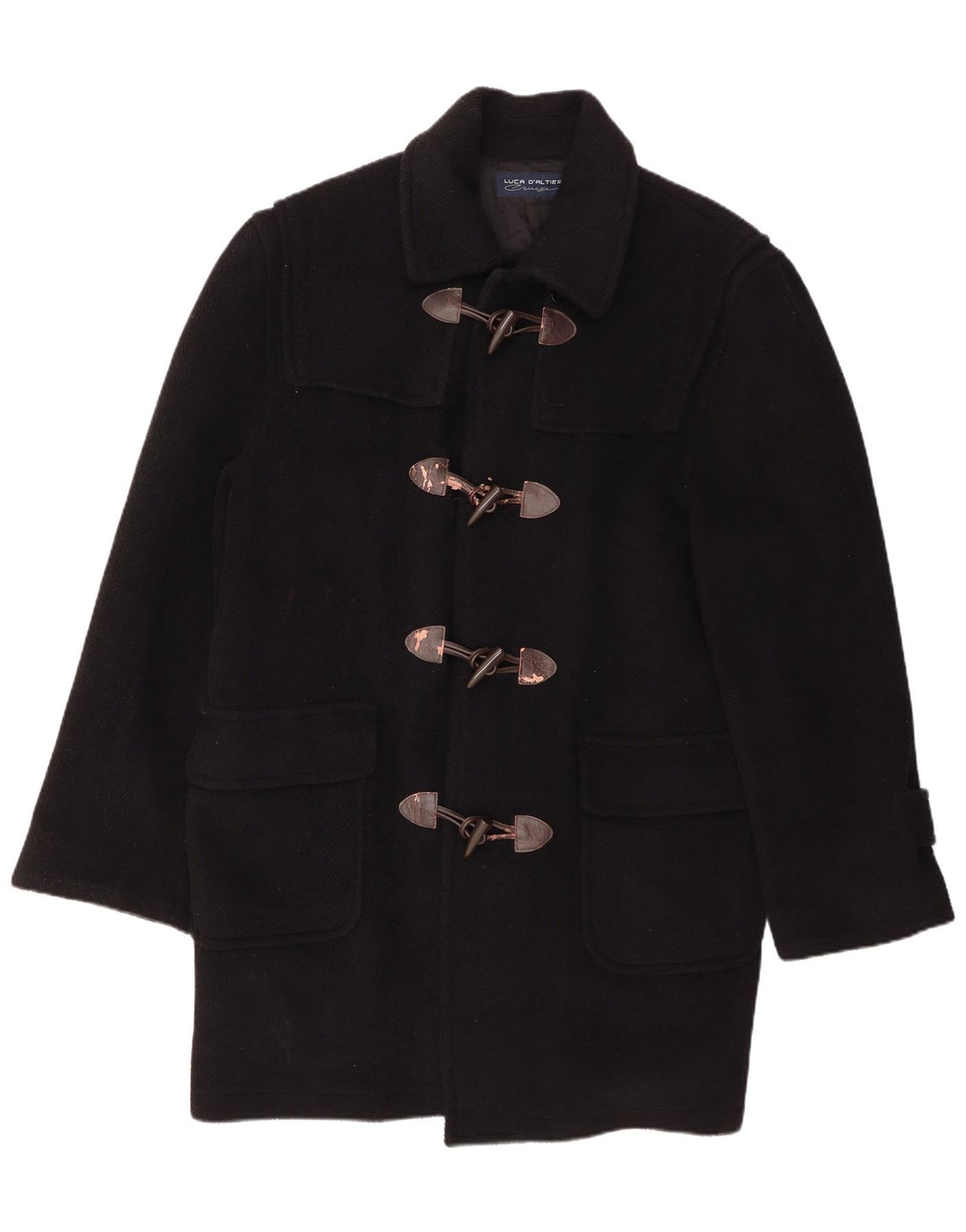 Luca D'altieri Herren Dufflecoat IT 54 2XL Schwarze Wolle