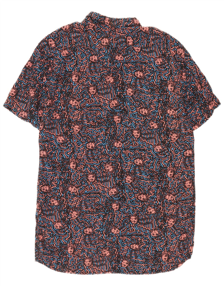 Quiksilver Herren-Hemd mit abstraktem Muster, schmal, XL, schwarze Viskose