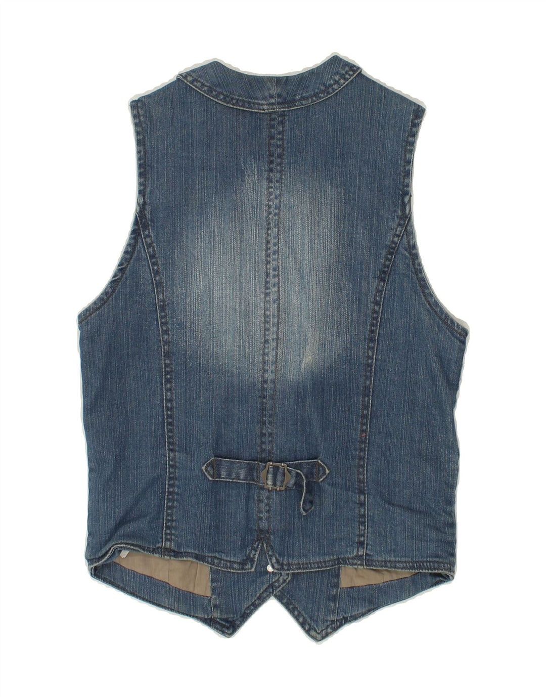 VINTAGE Damen Jeansweste UK 12 Mittelblaue Baumwolle