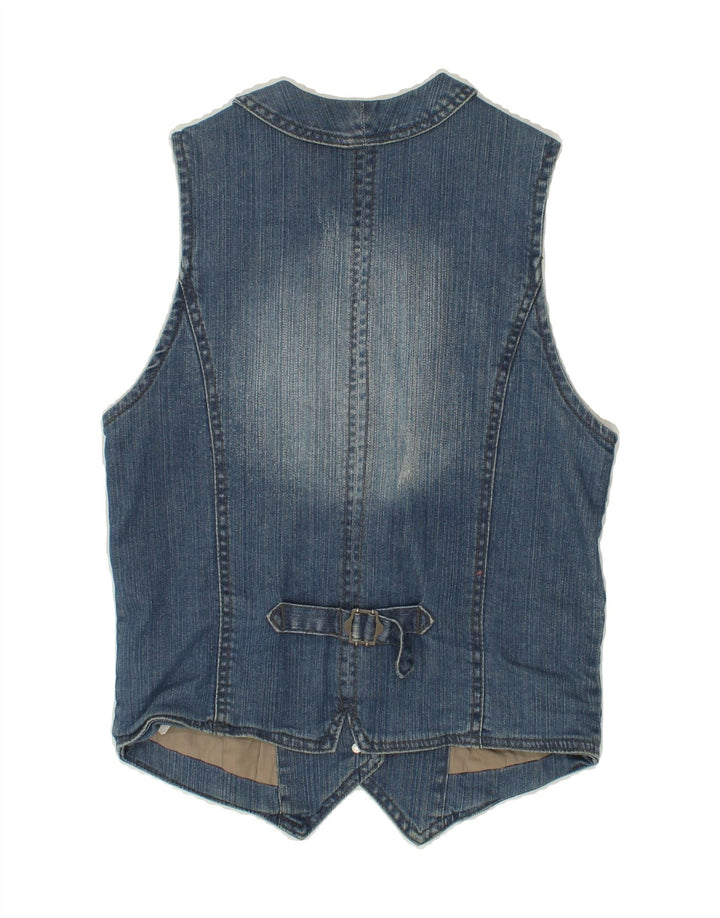 VINTAGE Damen Jeansweste UK 12 Mittelblaue Baumwolle
