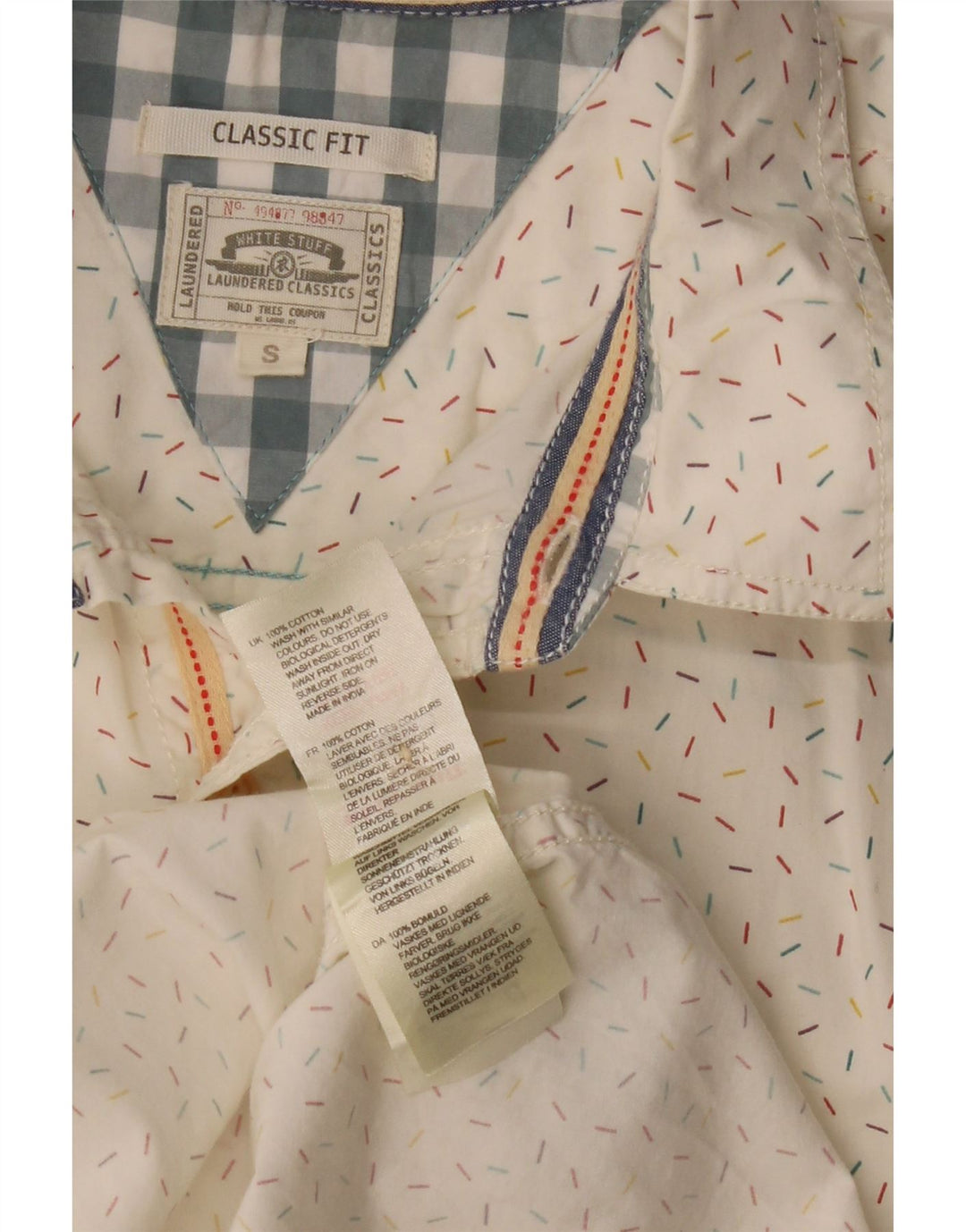 WHITE STUFF Herren-Kurzarmhemd mit klassischer Passform, klein, weiß gepunktet, Baumwolle