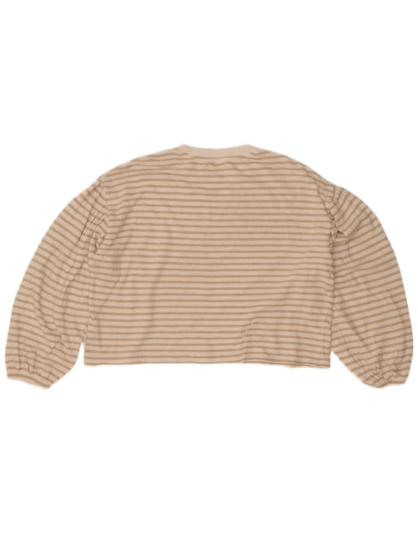 Marks & Spencer Mädchen-Oversize-Oberteil, langärmlig, 13–14 Jahre, beige gestreift