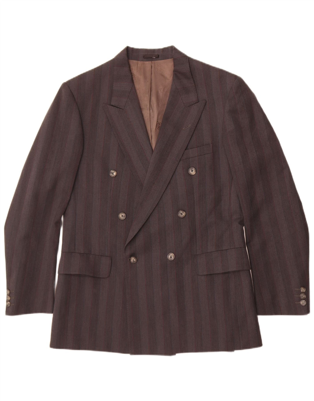 Magee Herren-Blazer, zweireihig, Gr. 38, mittelgrau, gestreift, Wolle