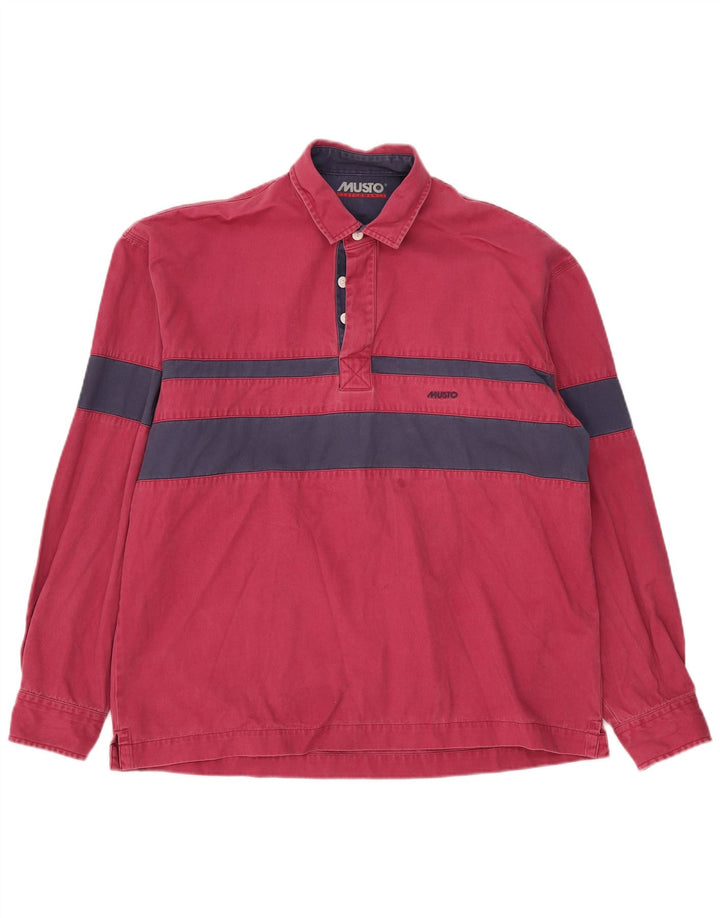 Musto Herren-Pullover-Hemd, groß, rot gestreift, Baumwolle