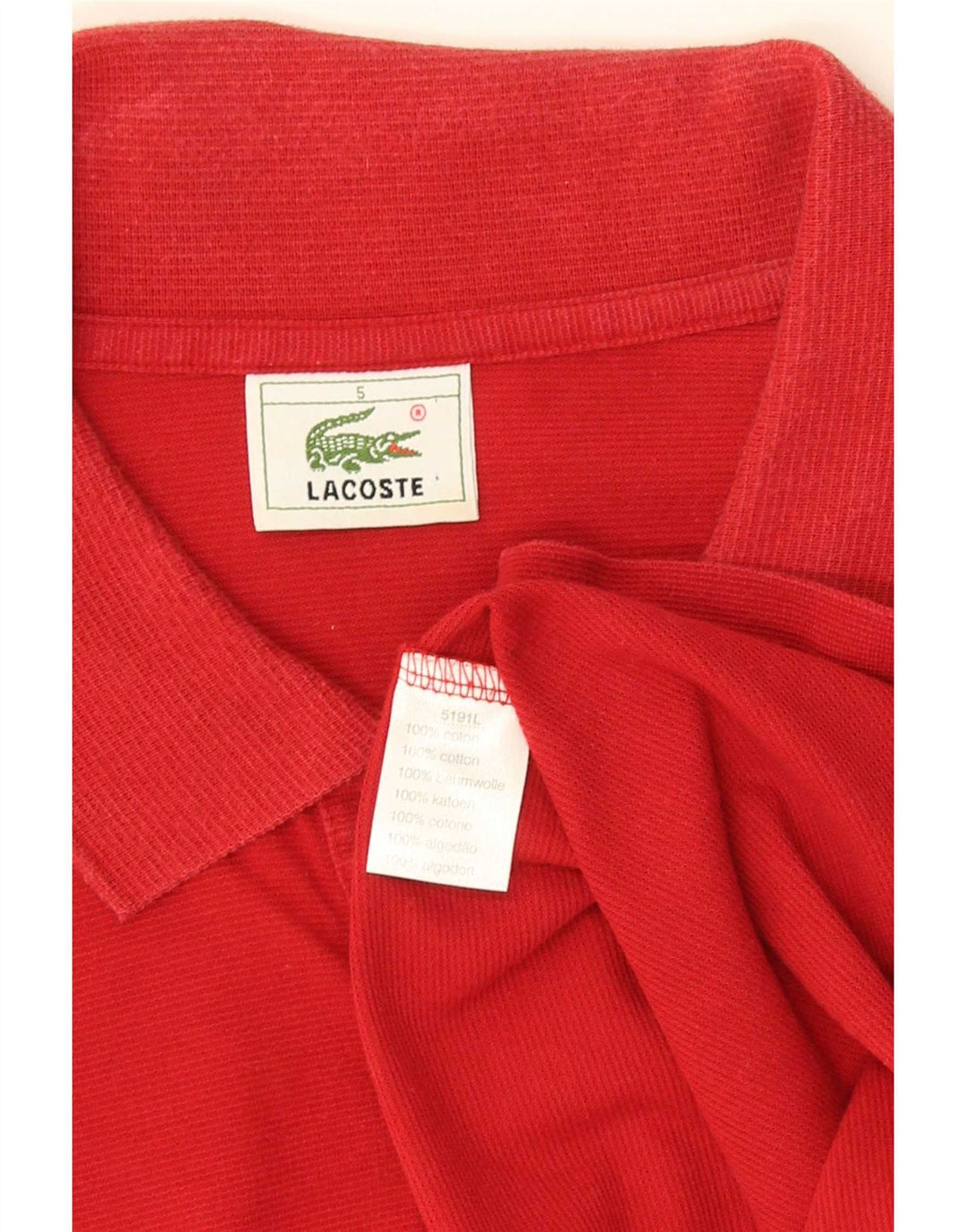 Lacoste Herren-Poloshirt, Größe 5, große rote Baumwolle