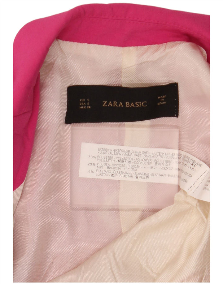 Zara Damen 1-Knopf-Blazerjacke UK 10 Small Pink Polyester