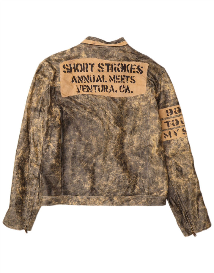 Bata Herren-Lederjacke mit Grafik, IT 52 XL, graues Leder