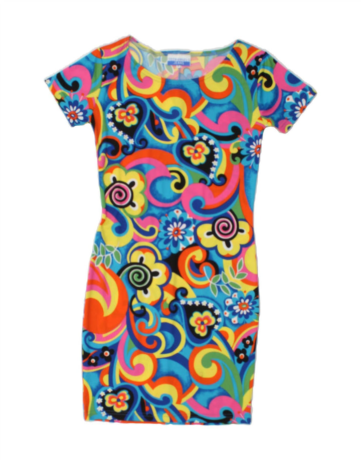 VINTAGE Womens Sheath Dress UK 8 Small Multicoloured Floral Polyester Vintage Vintage and Second-Hand Vintage from Messina Hembry 