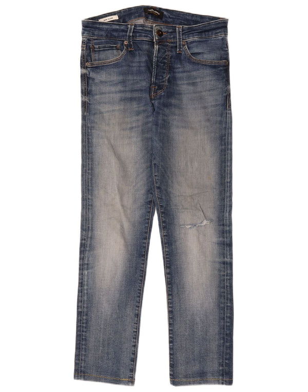 JACK & JONES Herren GLENN Slim Jeans W28 L28 Marineblaue Baumwolle