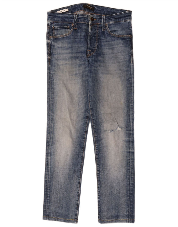 JACK & JONES Herren GLENN Slim Jeans W28 L28 Marineblaue Baumwolle
