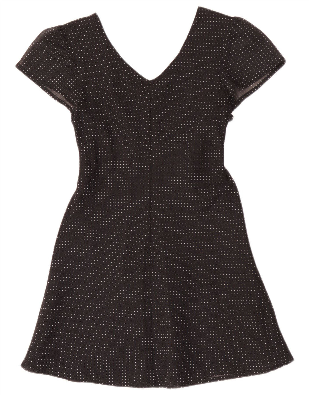 Vintage Damen Mini A-Linie Kleid IT 42 Mittelschwarz gefleckte Viskose
