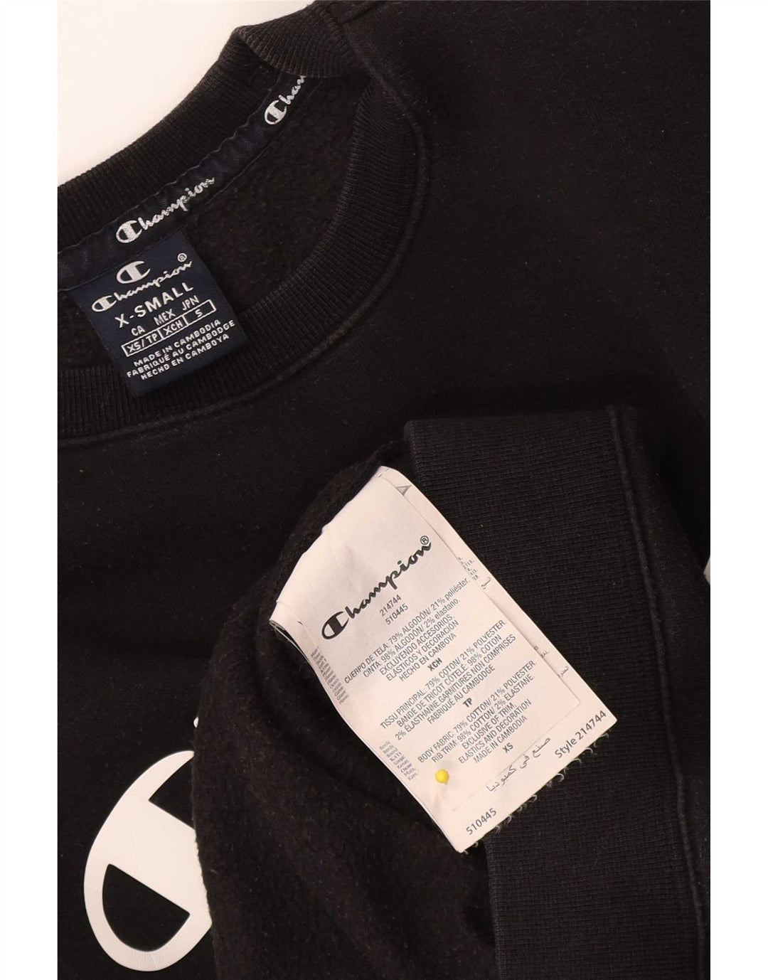 Champion Herren-Sweatshirt mit Grafik, XS, schwarze Baumwolle