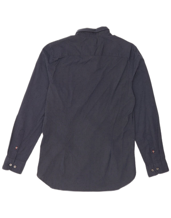 Tommy Hilfiger Herren-Slim-Fit-Hemd aus mittelblauer, gepunkteter Baumwolle