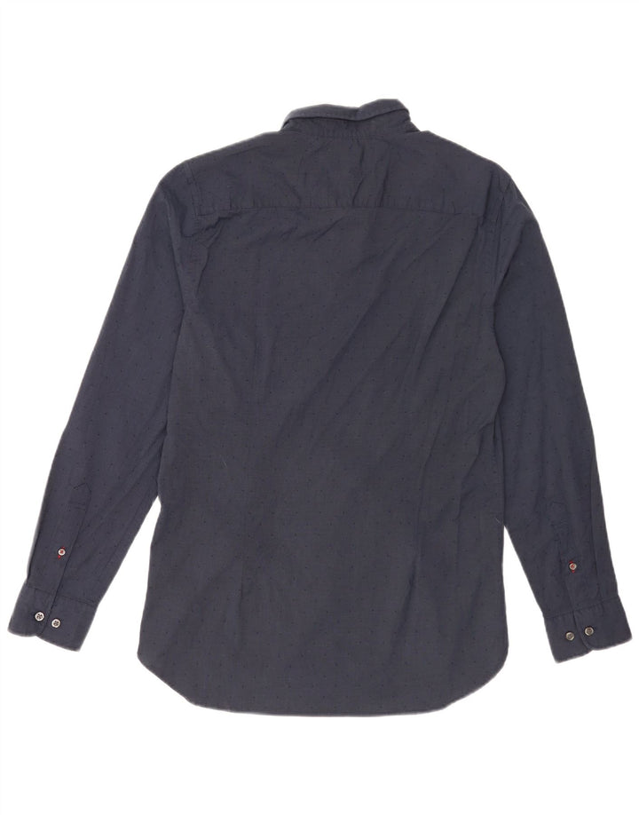 Tommy Hilfiger Herren-Slim-Fit-Hemd aus mittelblauer, gepunkteter Baumwolle