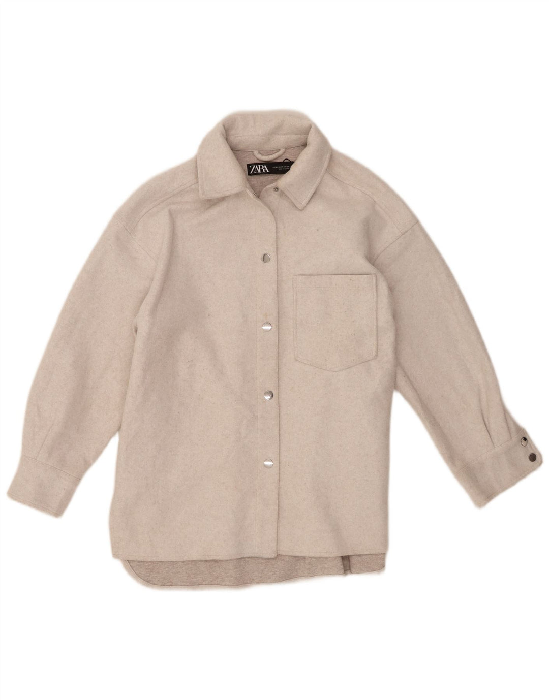 Zara Damen Shacket Jacke UK 6 XS Beige Polyester