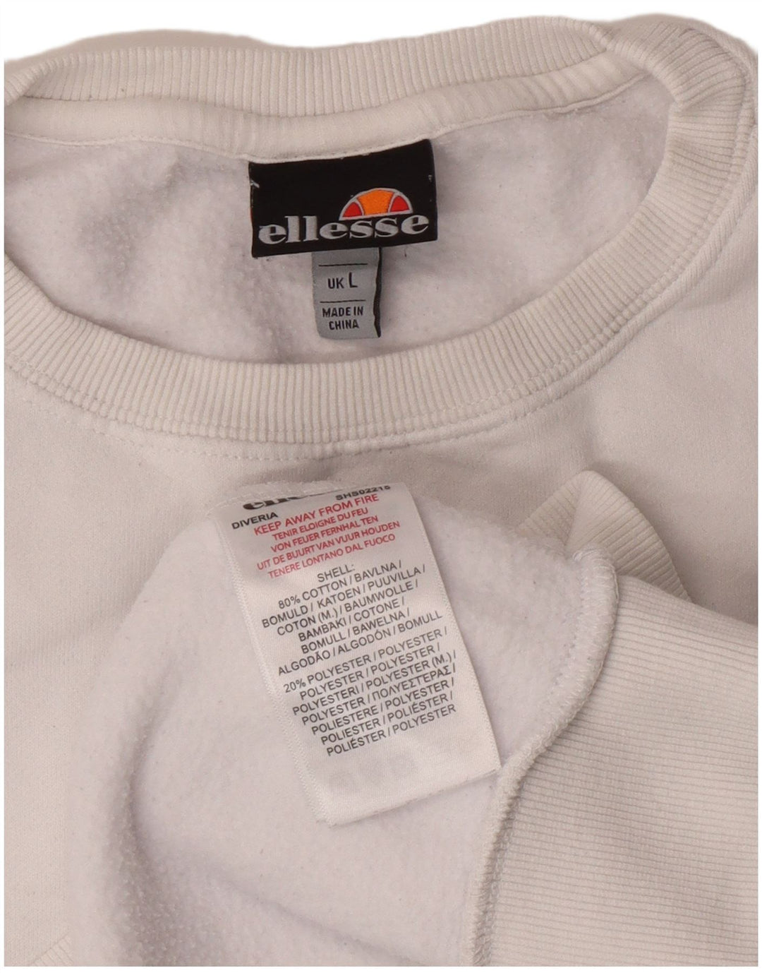ELLESSE Herren-Sweatshirt-Pullover, groß, weiße Baumwolle