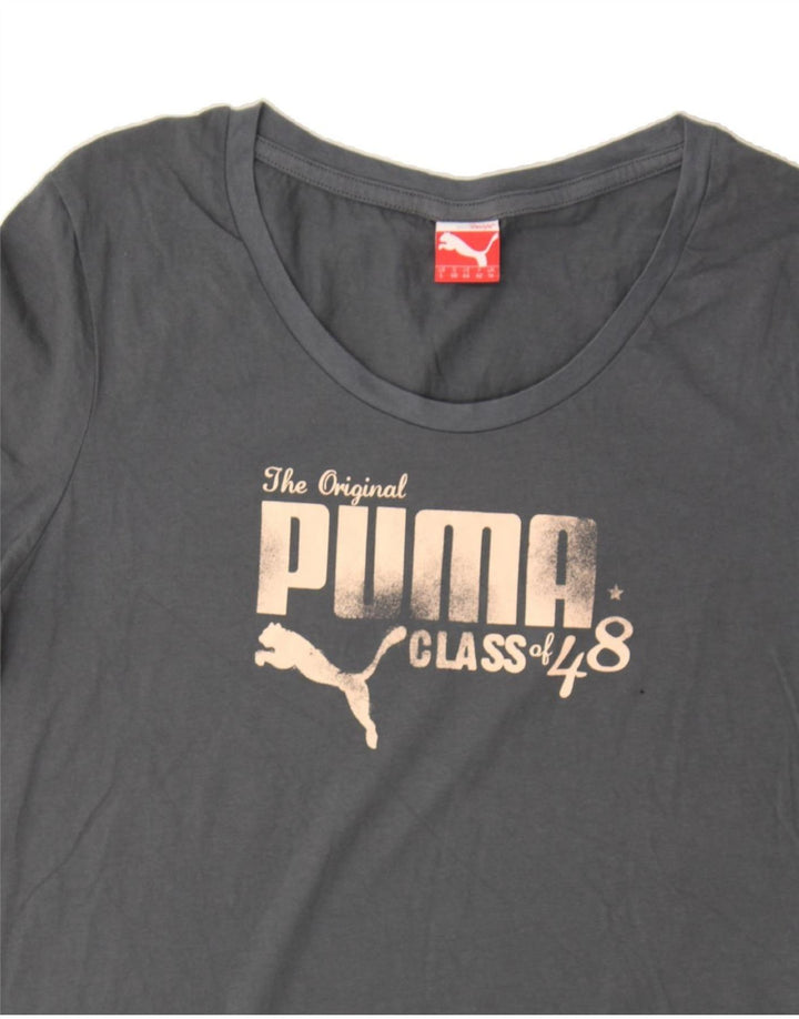 PUMA Womens Graphic T-Shirt Top UK 14 Medium Grey Vintage Puma and Second-Hand Puma from Messina Hembry 