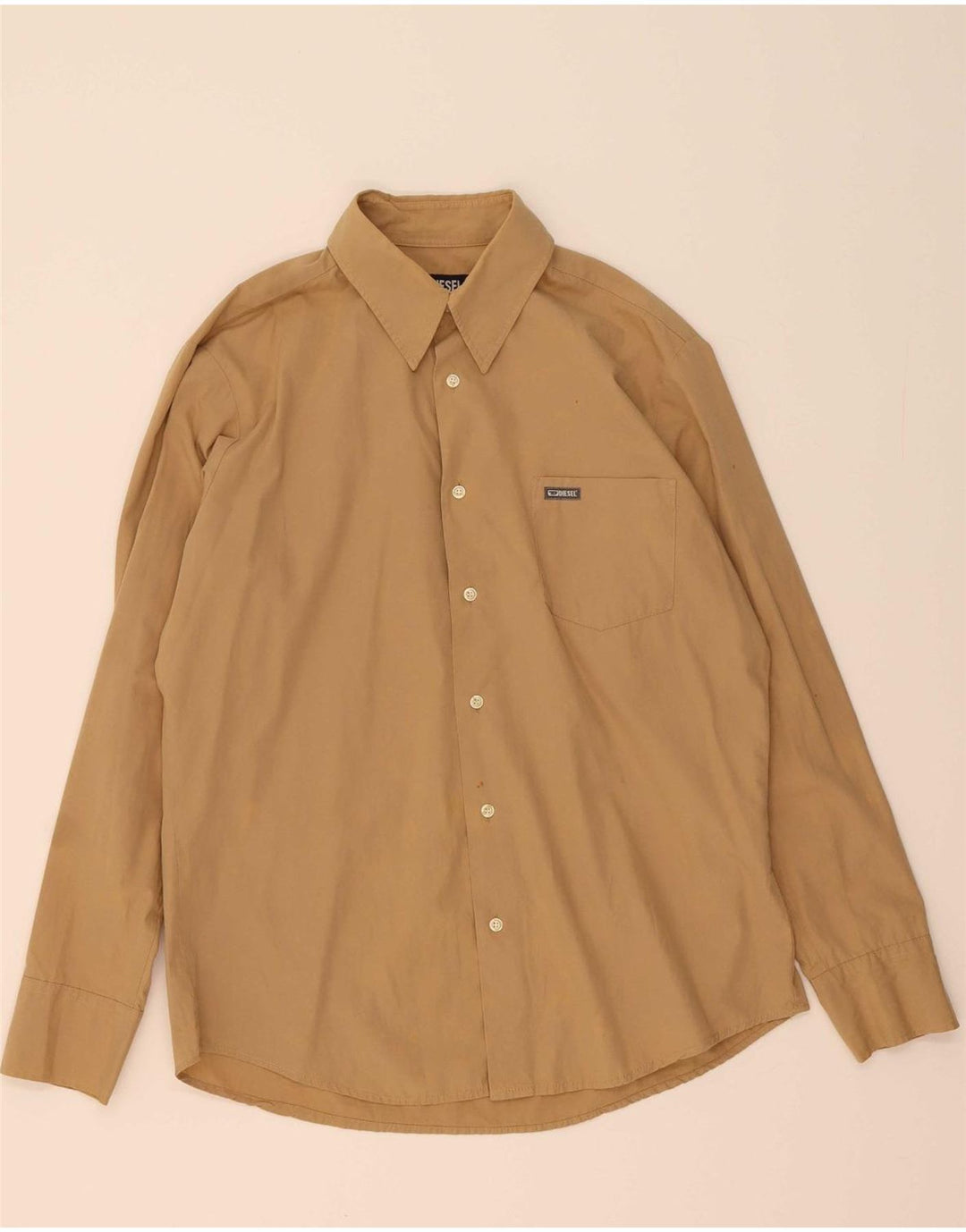 DIESEL Mens Shirt Medium Beige Cotton