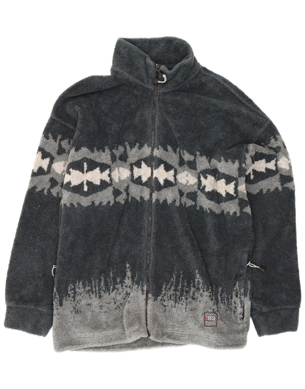 Think Pink Herren Fleecejacke UK 42 XL Graues geometrisches Polyester
