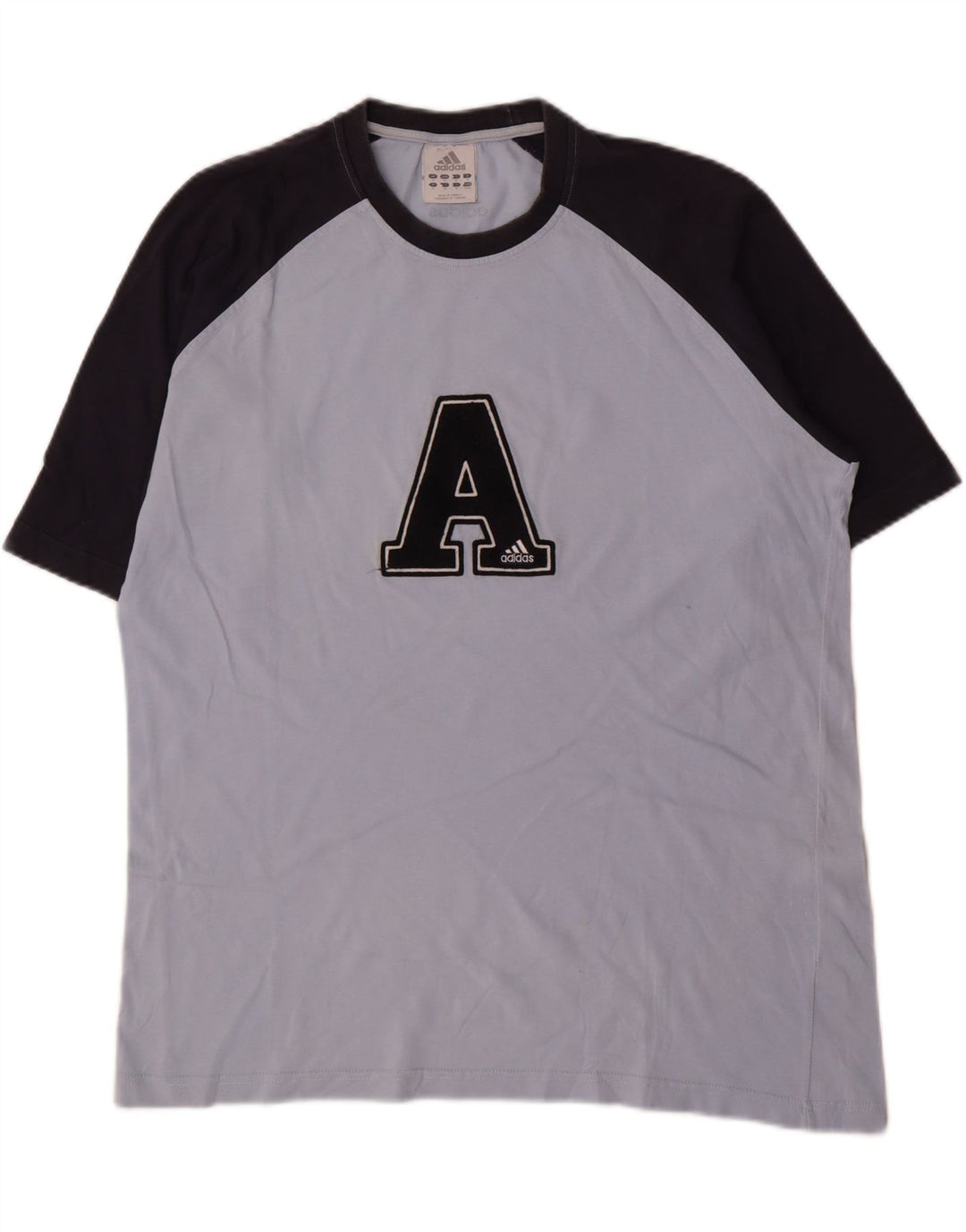 Adidas Herren Grafik-T-Shirt aus mittelblauer Colourblock-Baumwolle