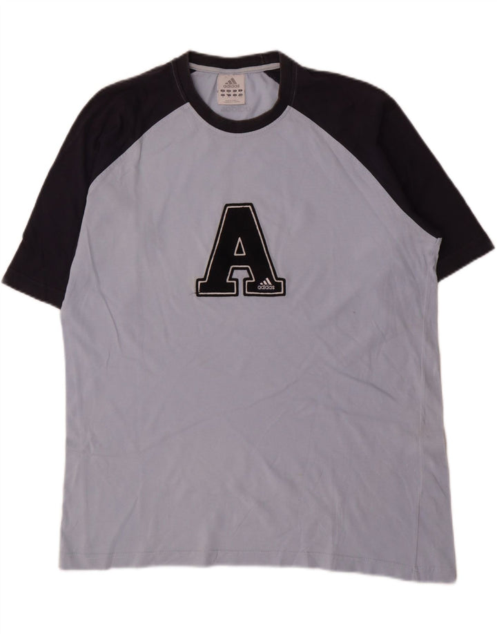 Adidas Herren Grafik-T-Shirt aus mittelblauer Colourblock-Baumwolle