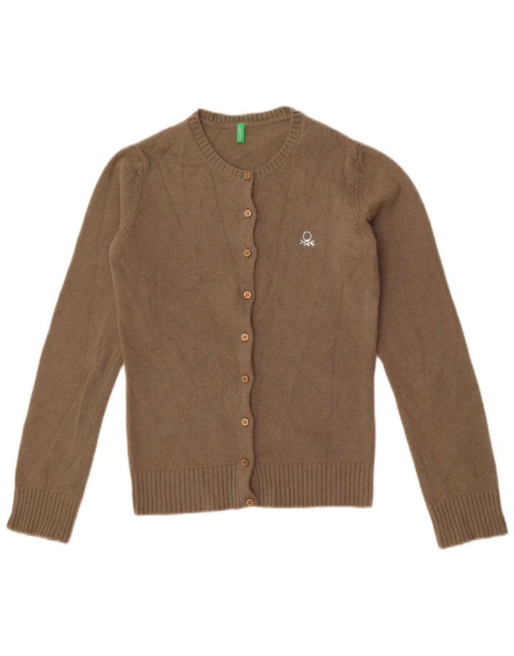 Benetton Damen Crop Cardigan Pullover UK 10 Small Grün