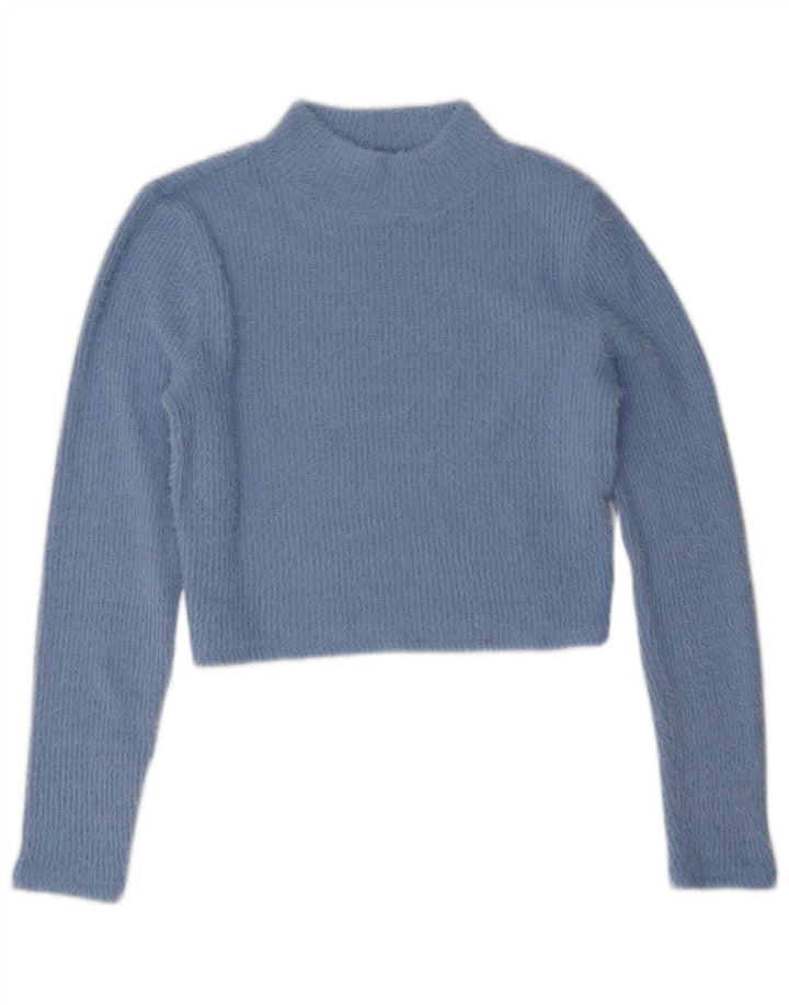 Zara Damen Crop Turtle Neck Pullover Pullover UK 16 Large Blau