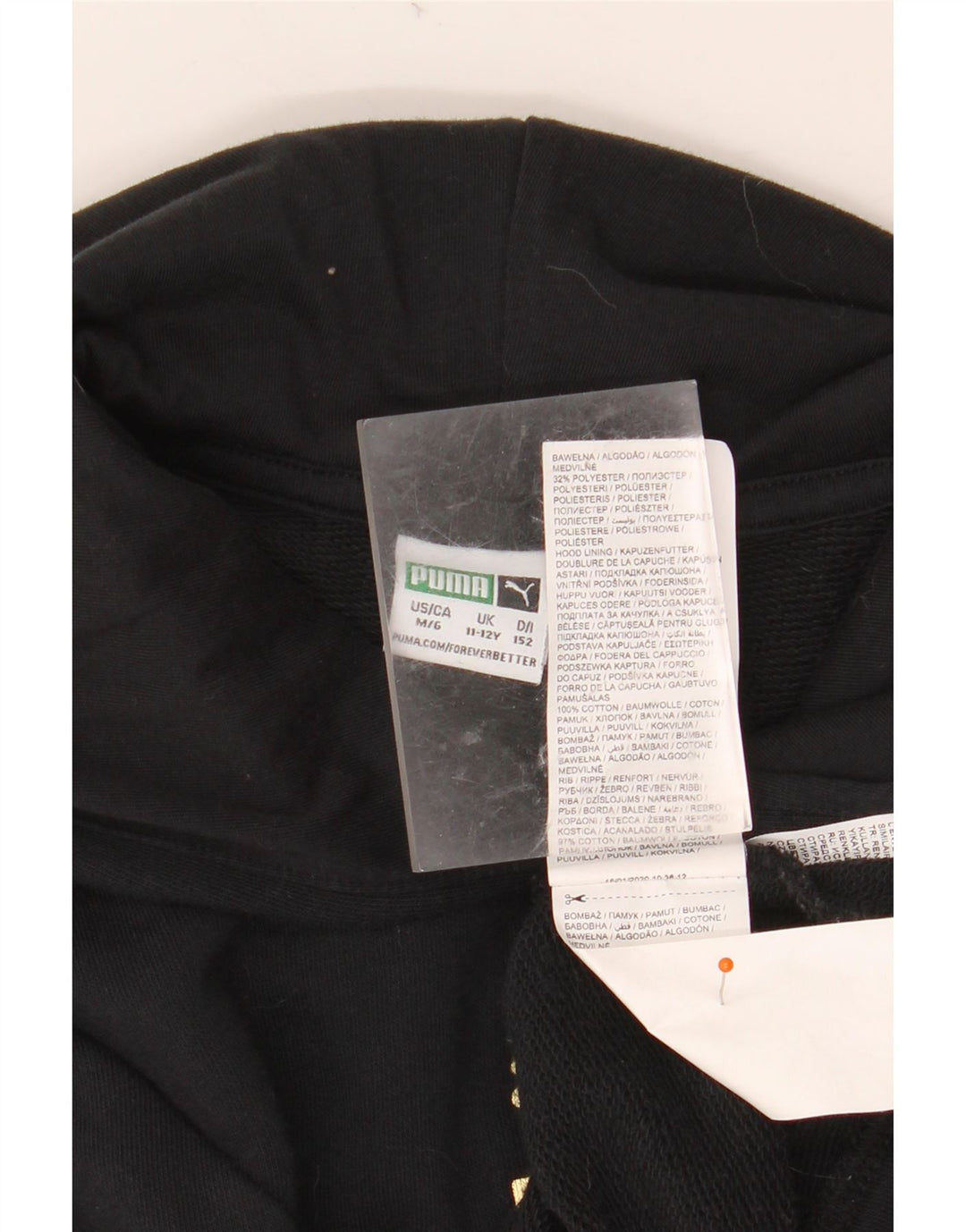 PUMA Mädchen Crop Graphic Hoodie Pullover 11-12 Jahre Schwarze Colourblock-Baumwolle