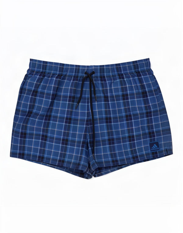 Adidas Herren-Badeshorts, groß, marineblau, kariert, Polyester