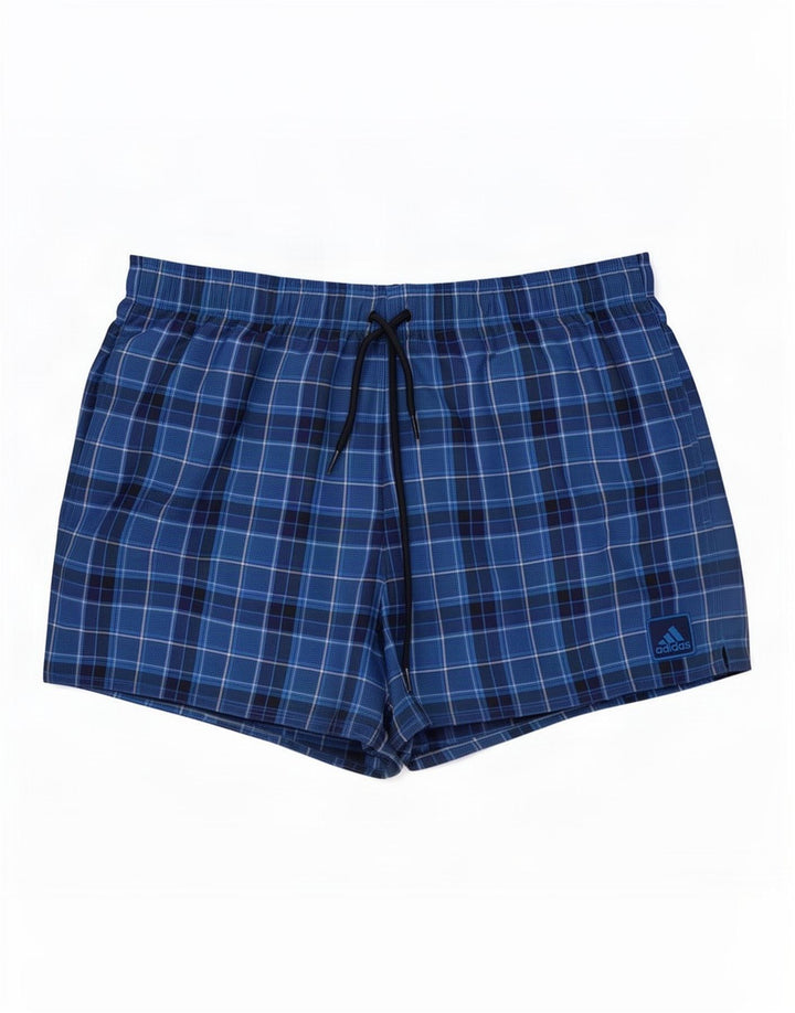 Adidas Herren-Badeshorts, groß, marineblau, kariert, Polyester