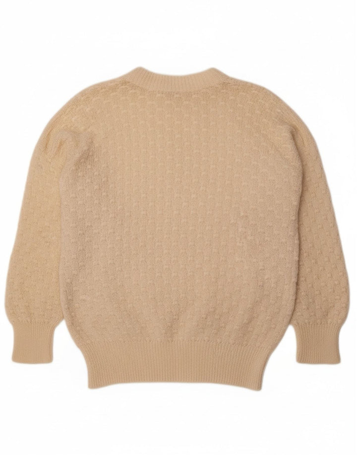 VINTAGE Womens Crew Neck Jumper Sweater UK 18 XL Beige Polyester
