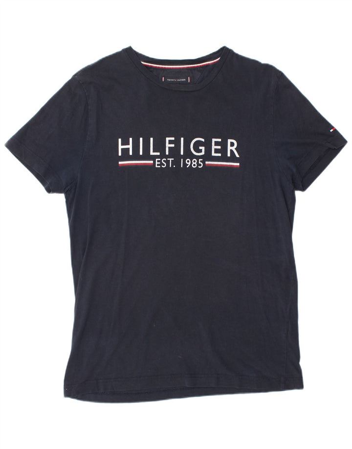 Tommy Hilfiger Herren-T-Shirt mit Grafik, mittelmarineblaue Baumwolle