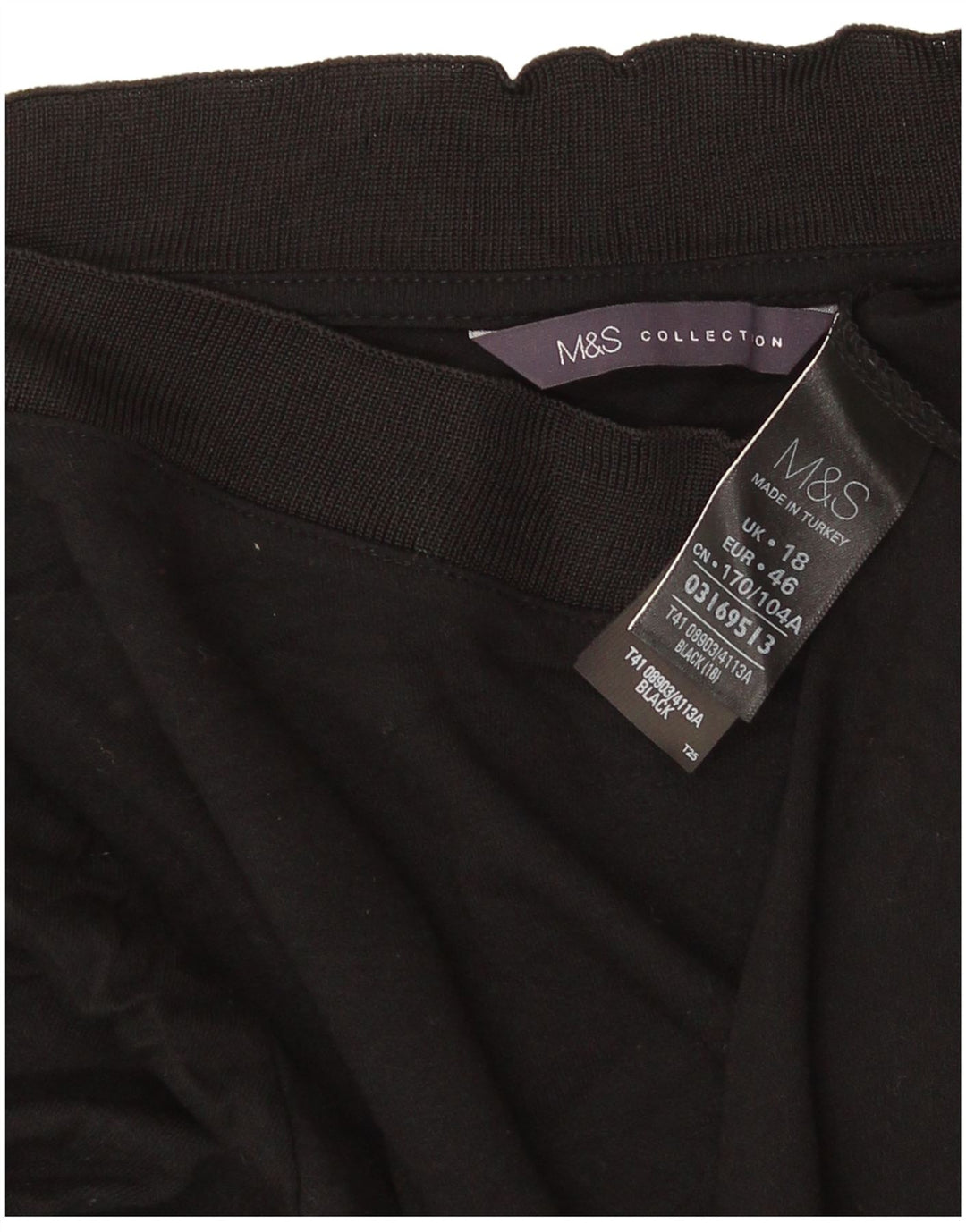 Marks & Spencer Damen Top 3/4 Ärmel UK 18 XL Schwarz Viskose