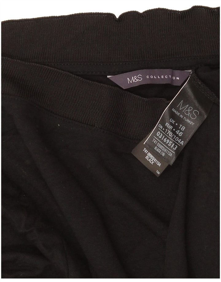 Marks & Spencer Damen Top 3/4 Ärmel UK 18 XL Schwarz Viskose