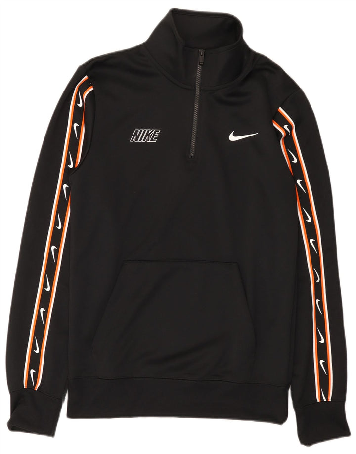 Nike Herren-Sweatshirt mit grafischem Reißverschluss, XS, schwarzes Polyester