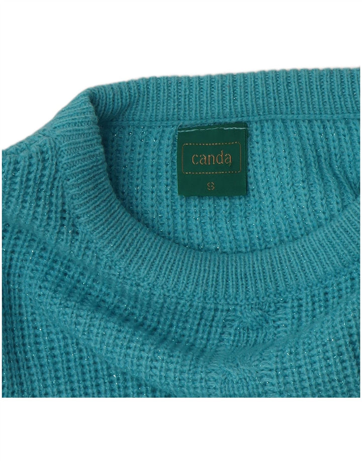 Canda Damen-Pullover, übergroß, Rundhalsausschnitt, Gr. 10, Small, Blau, Acryl